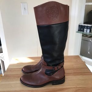Vince Camuto Black and Cognac Riding Boots Sz 9